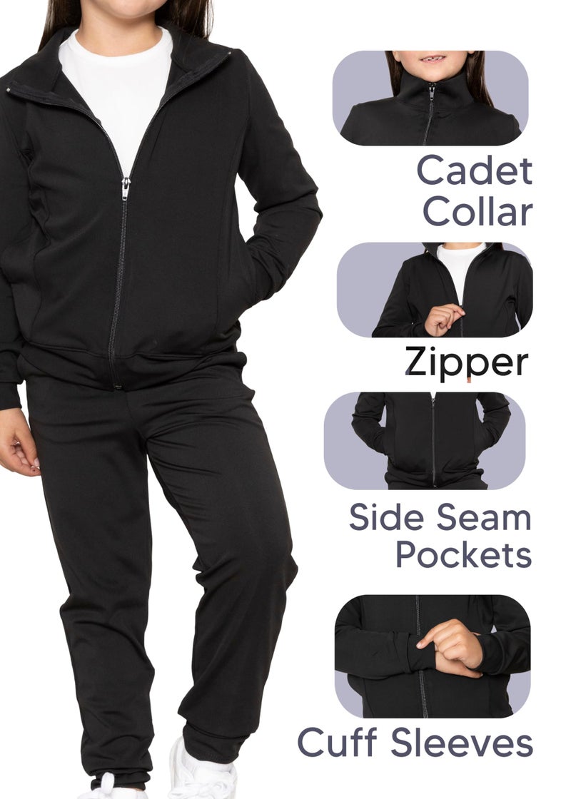 STRETCH IS COMFORT جاكيت رياضي دافئ للفتيات بتقنية ستريتش أسود مقاس X-Large - Image 4